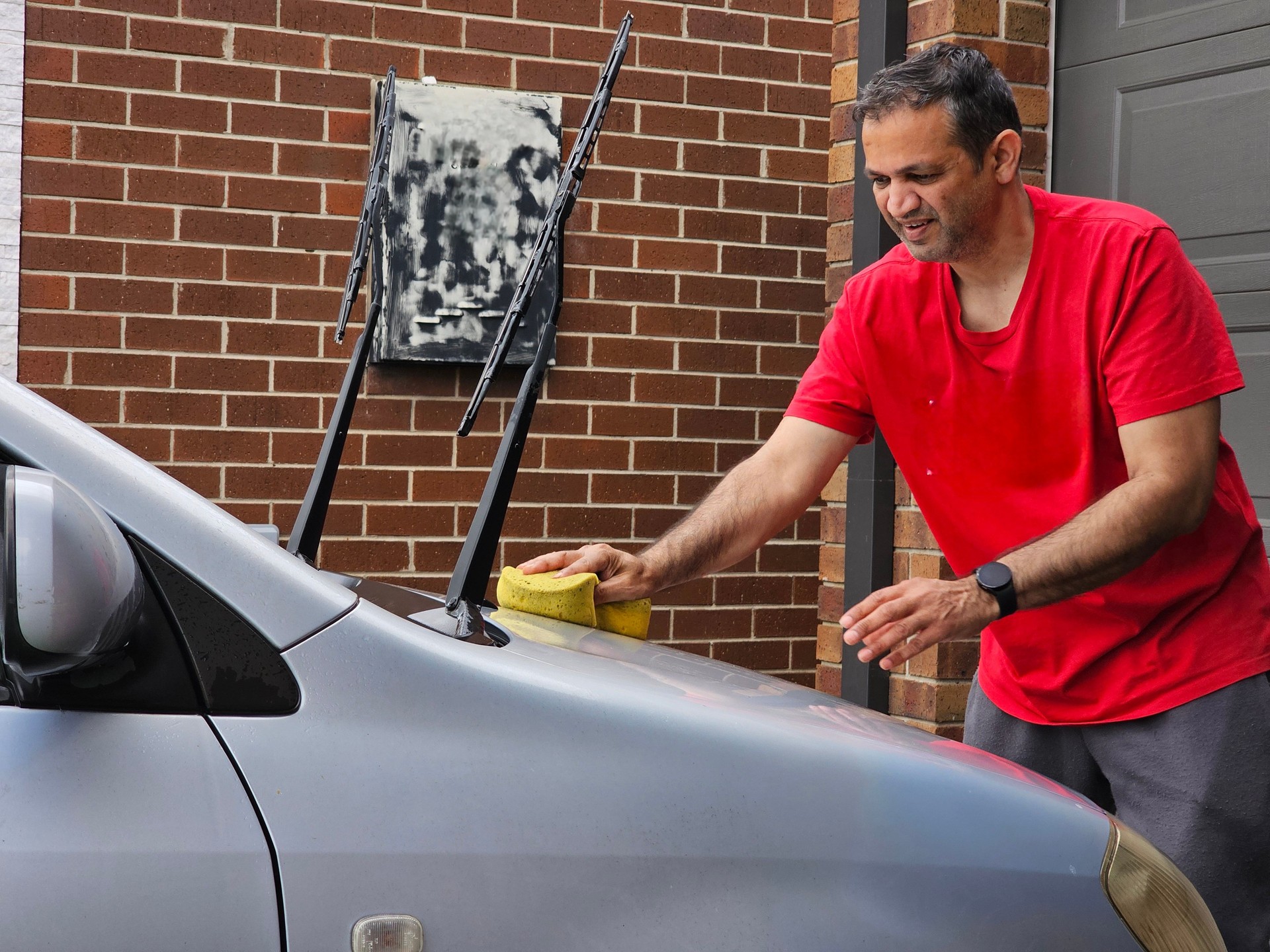 Car Wash with Sponge. Melbourne - Australia.